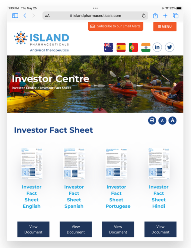 Island Pharmaceuticals fact sheet